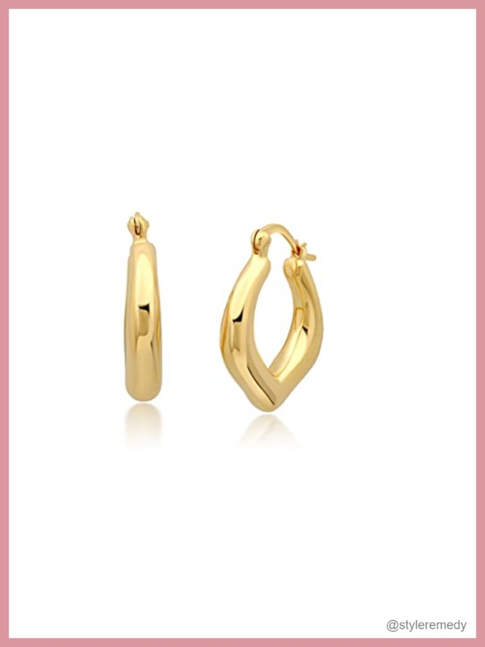 14K Yellow Gold Plated Hoop Earrings with Click Top